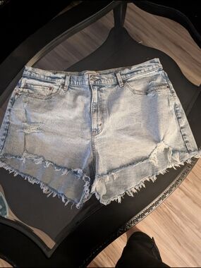 Abercrombie & Fitch  Light Blue Distressed Denim Shorts - Women